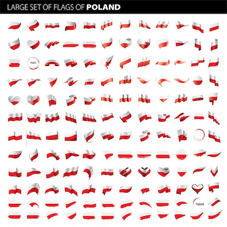 simsearch:400-04186091,k - Poland flag, vector illustration on a white background. Big set Stock Photo - Budget Royalty-Free & Subscription, Code: 400-09137734