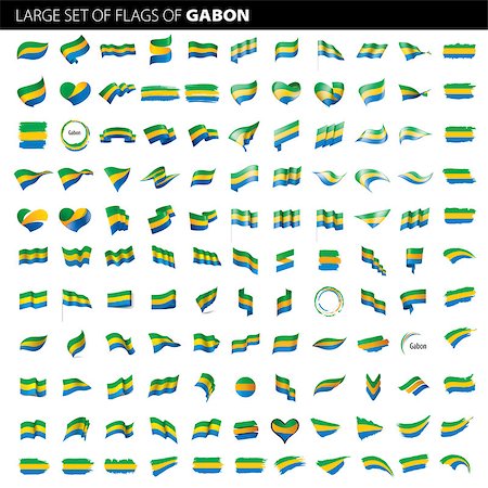 Gabon flag, vector illustration on a white background. Big set Photographie de stock - Aubaine LD & Abonnement, Code: 400-09137748