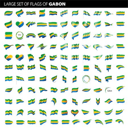 Gabon flag, vector illustration on a white background. Big set Stock Photo - Budget Royalty-Free & Subscription, Code: 400-09137748