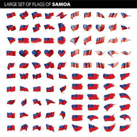 simsearch:400-09112791,k - Samoa flag, vector illustration on a white background. Big set Stock Photo - Budget Royalty-Free & Subscription, Code: 400-09137755