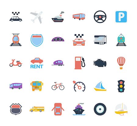 simsearch:400-04220640,k - Transportation icons set. Flat vector related icons set for web and mobile applications. It can be used as - logo, pictogram, icon, infographic element. Vector Illustration. Foto de stock - Royalty-Free Super Valor e Assinatura, Número: 400-09137759