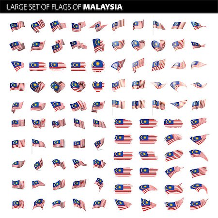 simsearch:400-09112791,k - Malaysia flag, vector illustration on a white background. Big set Stock Photo - Budget Royalty-Free & Subscription, Code: 400-09137753