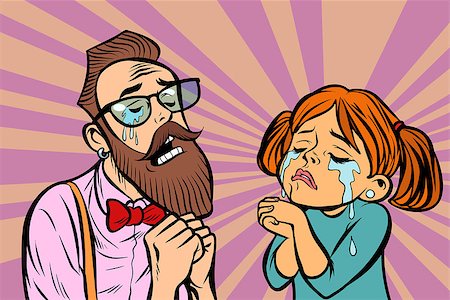 Hipster couple man and woman crying and praying. Comic cartoon pop art retro illustration vector drawing Stock Photo - Budget Royalty-Free & Subscription, Code: 400-09137824