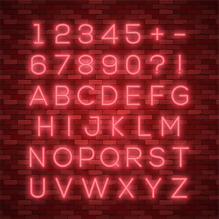 simsearch:400-06075564,k - Realistic neon alphabet. Bright neon glowing font. Vector format Foto de stock - Super Valor sin royalties y Suscripción, Código: 400-09137880