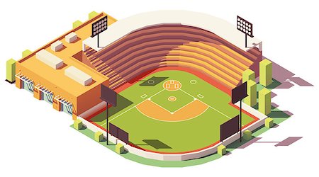 Vector isometric low poly soccer or baseball park or stadium Stock Photo - Budget Royalty-Free & Subscription, Code: 400-09137917