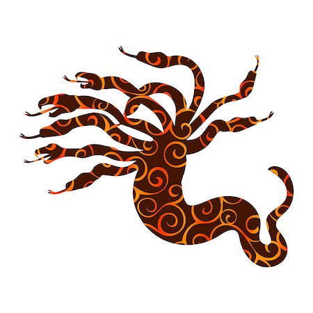 Hydra pattern silhouette ancient mythology fantasy. Vector illustration. Stock Photo - Budget Royalty-Free & Subscription, Code: 400-09137935
