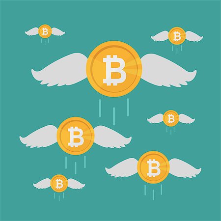 Bitcoin Coin Flies with Wings, Crypto Currency Growing concept. Business concept, flat cartoon vector Illustration. Foto de stock - Super Valor sin royalties y Suscripción, Código: 400-09137993