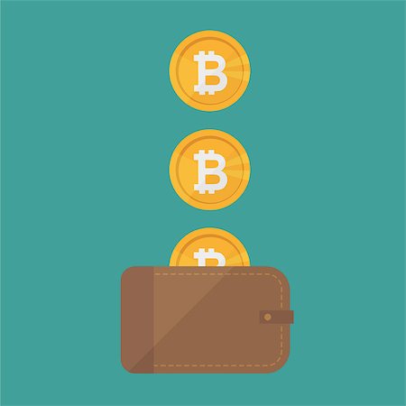 Brown wallet with bitcoin cash. Concept for business, print, web sites, magazines, online shop, finance, banks. Lost money concept. Vector illustration Foto de stock - Super Valor sin royalties y Suscripción, Código: 400-09138004