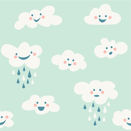 Cute baby cloud pattern vector seamless Stock Photo - Budget Royalty-Free & Subscription, Code: 400-09138031