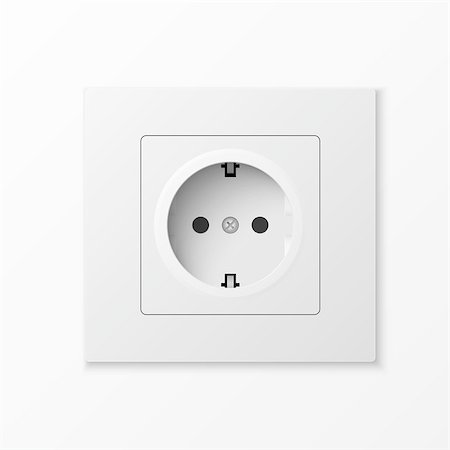 simsearch:400-06093210,k - White power socket isolated on white background. Vector illustration Stock Photo - Budget Royalty-Free & Subscription, Code: 400-09138080