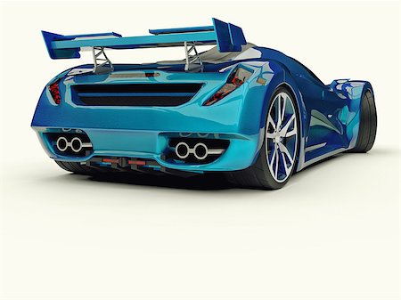 simsearch:400-09095003,k - Blue racing concept car. Image of a car on a white background. 3d rendering Stockbilder - Microstock & Abonnement, Bildnummer: 400-09138157