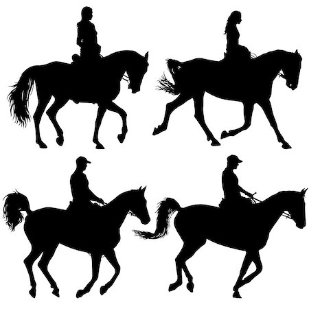 Set black silhouette of horse and jockey. Stock Photo - Budget Royalty-Free & Subscription, Code: 400-09138228