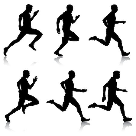 simsearch:400-05225597,k - Set of silhouettes. Runners on sprint men. Fotografie stock - Microstock e Abbonamento, Codice: 400-09138223