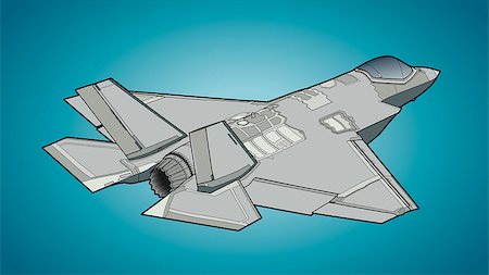 simsearch:400-04270337,k - Flight of the newest american jet fighter aircraft. Colourful technichal draw. Foto de stock - Super Valor sin royalties y Suscripción, Código: 400-09138231