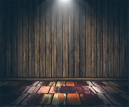 simsearch:400-06142973,k - 3D render of a grunge wooden interior with spotlight shining down Foto de stock - Royalty-Free Super Valor e Assinatura, Número: 400-09138328