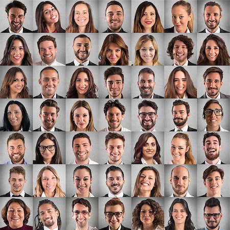 people faces crowd - Collage of smiling faces of men and women Stock Photo - Budget Royalty-Free & Subscription, Code: 400-09131837