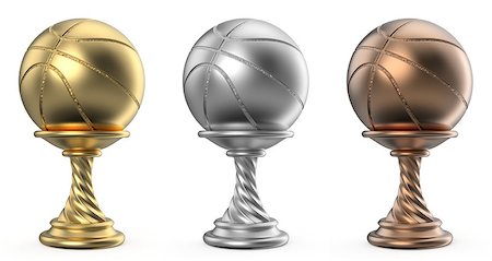 simsearch:400-07052920,k - Gold, silver and bronze trophy cup BASKETBALL 3D render illustration isolated on white background Foto de stock - Super Valor sin royalties y Suscripción, Código: 400-09132009