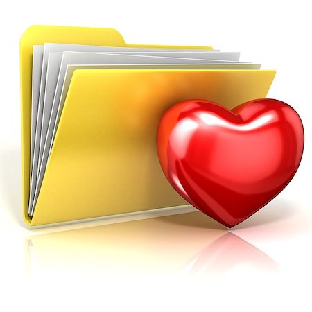 Favorites, heart folder icon. 3D render illustration, isolated on white background Stock Photo - Budget Royalty-Free & Subscription, Code: 400-09132020