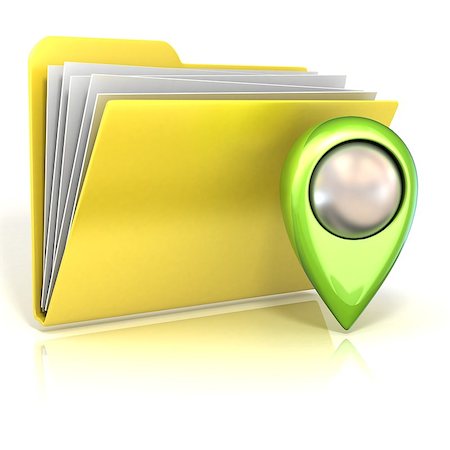 simsearch:400-06413986,k - Map pointer and folder icon. 3D render illustration, isolated on white background Stock Photo - Budget Royalty-Free & Subscription, Code: 400-09132021