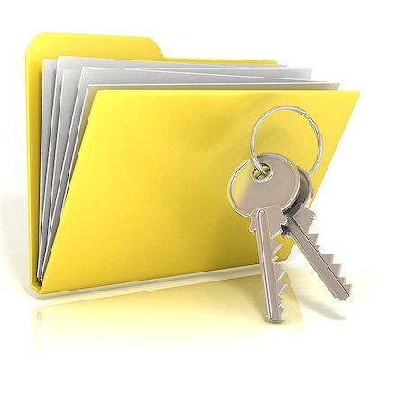 simsearch:400-06066597,k - Keys and folder icon. 3D render illustration, isolated on white background Photographie de stock - Aubaine LD & Abonnement, Code: 400-09132022
