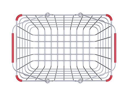 simsearch:400-05886915,k - Metal shopping basket top view 3D render illustration isolated on white background Stock Photo - Budget Royalty-Free & Subscription, Code: 400-09132032