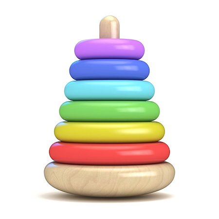 simsearch:400-04282061,k - Pyramid build from colored wooden rings. Colorful wooden toy. 3D render illustration isolated on white background Stock Photo - Budget Royalty-Free & Subscription, Code: 400-09132191