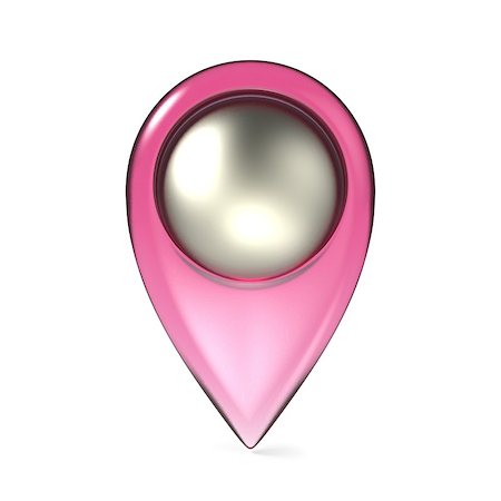 Pink map pointer 3D render illustration isolated on white background Stock Photo - Budget Royalty-Free & Subscription, Code: 400-09132202