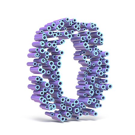 simsearch:400-09223995,k - Purple blue font made of tubes NUMBER ZERO 0 3D render illustration isolated on white background Stock Photo - Budget Royalty-Free & Subscription, Code: 400-09132402