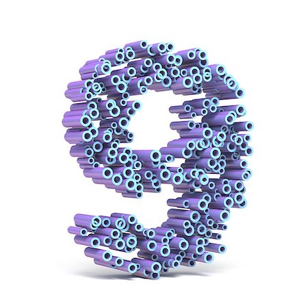 simsearch:400-09223993,k - Purple blue font made of tubes NUMBER NINE 9 3D render illustration isolated on white background Photographie de stock - Aubaine LD & Abonnement, Code: 400-09132411