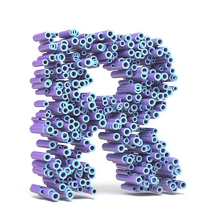 Purple blue font made of tubes LETTER R 3D render illustration isolated on white background Stock Photo - Budget Royalty-Free & Subscription, Code: 400-09132429