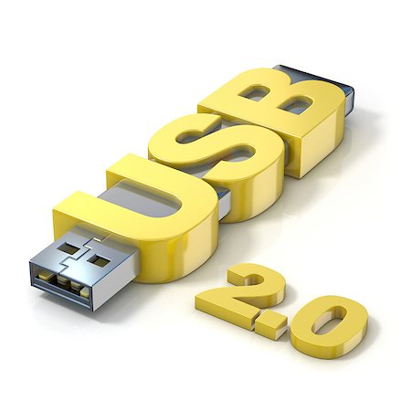 simsearch:400-05259481,k - USB flash memory 2.0, made with the word USB. 3D render illustration isolated on white background Stockbilder - Microstock & Abonnement, Bildnummer: 400-09132584
