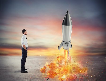 simsearch:400-09112433,k - Startup of a new company of a businessman with starting rocket. Concept of business growth Stockbilder - Microstock & Abonnement, Bildnummer: 400-09132606