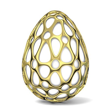 Gold egg ornament. 3D render illustration isolated on a white background Stock Photo - Budget Royalty-Free & Subscription, Code: 400-09132738