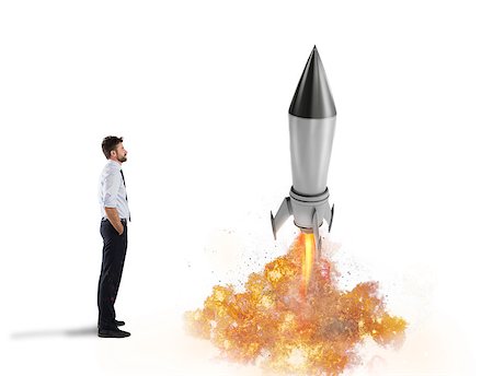 simsearch:400-09112433,k - Startup of a new company of a businessman with starting rocket. Concept of business growth Stockbilder - Microstock & Abonnement, Bildnummer: 400-09132758