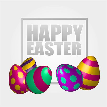 Happy Easter background with realistic decorated eggs. Greeting card trendy design. Invitation template Vector illustration for you poster or flyer. Stockbilder - Microstock & Abonnement, Bildnummer: 400-09132946