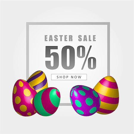 Easter sale banner with beautiful colorful eggs. Vector background. Spring illustration. Foto de stock - Super Valor sin royalties y Suscripción, Código: 400-09132947