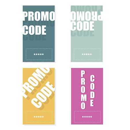Promo code, coupon code. Flat vector set design illustration on white background. Stockbilder - Microstock & Abonnement, Bildnummer: 400-09132949