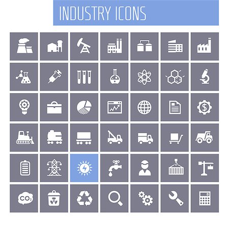 Trendy flat design big Industry icons set on round buttons Stock Photo - Budget Royalty-Free & Subscription, Code: 400-09133128