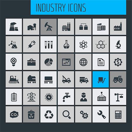 Trendy flat design big Industry icons set on round buttons Stock Photo - Budget Royalty-Free & Subscription, Code: 400-09133129