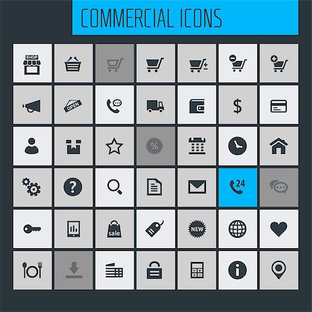 simsearch:400-07549364,k - Trendy flat design big commercial icons set Stock Photo - Budget Royalty-Free & Subscription, Code: 400-09133120