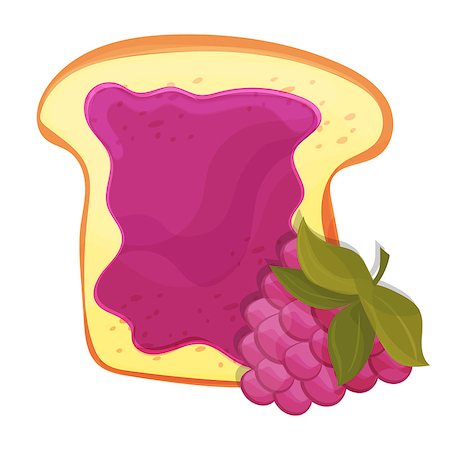 simsearch:622-08123047,k - Raspberry jam on toast with jelly. Made in cartoon style. Healthy nutrition. Stockbilder - Microstock & Abonnement, Bildnummer: 400-09133150