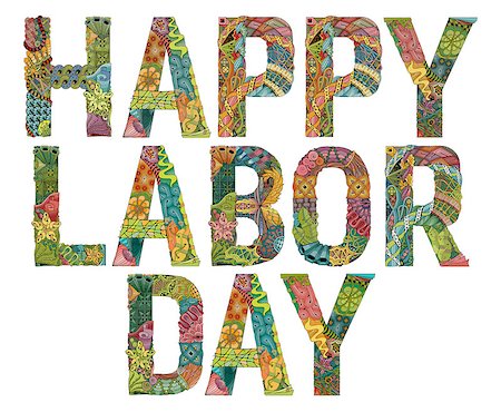 Hand-painted art design. Hand drawn illustration words Happy Labor day for t-shirt and other decoration. Foto de stock - Royalty-Free Super Valor e Assinatura, Número: 400-09133210