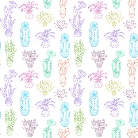 simsearch:400-09121573,k - Seamless pattern with colorful hand drawn houseplant on white background. Photographie de stock - Aubaine LD & Abonnement, Code: 400-09133246