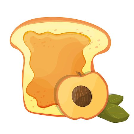 Peach or apricot jam breakfast toast, vector morning meal illustration - food icon Stockbilder - Microstock & Abonnement, Bildnummer: 400-09133263