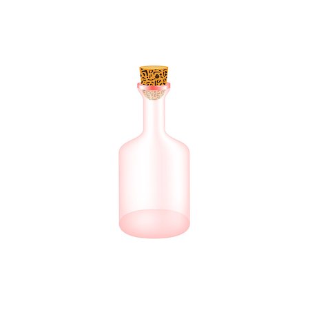 Empty bottle in red design with cork on white background Stock Photo - Budget Royalty-Free & Subscription, Code: 400-09133303