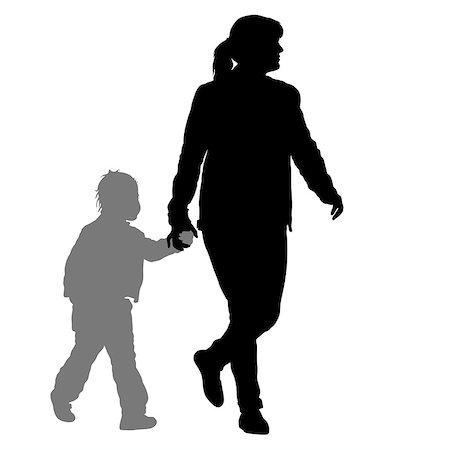 parent holding hands child silhouette - Silhouette of happy family on a white background. Stock Photo - Budget Royalty-Free & Subscription, Code: 400-09133458