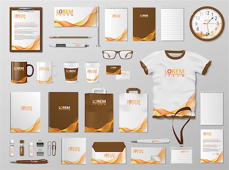 folder icon sets - Corporate Branding identity template design. Modern Stationery mockup for shop with modern orange color. Business style stationery and documentation. Vector illustration EPS 10 Stock Photo - Budget Royalty-Free & Subscription, Code: 400-09133604