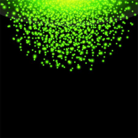 falling christmas confetti - Falling glow green particles on black background. Holiday, nightclub, party card. Vector illustration Stock Photo - Budget Royalty-Free & Subscription, Code: 400-09133646