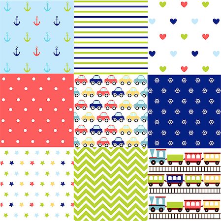 simsearch:400-09133678,k - Cute set of Baby Boy seamless patterns with fabric textures Stock Photo - Budget Royalty-Free & Subscription, Code: 400-09133688