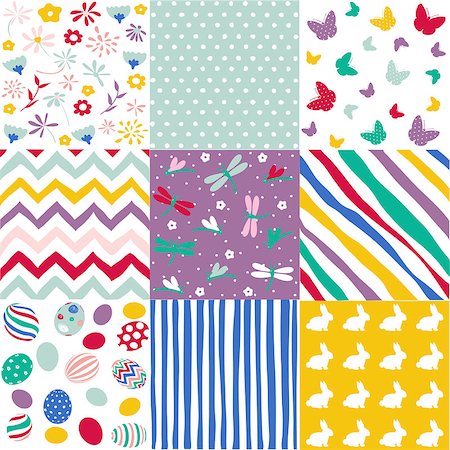 simsearch:400-09133678,k - Set of Easter seamless patterns Stock Photo - Budget Royalty-Free & Subscription, Code: 400-09133681